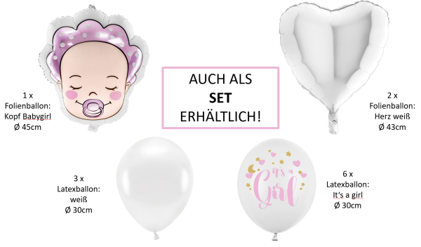 Folienballon Figur - Kopf Babygirl - ø 45cm